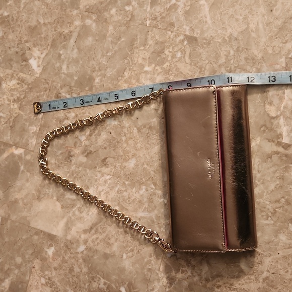 KATE SPADE GOLD/ PINK CLUTCH WITH GOLD CHAIN - Picture 3 of 8